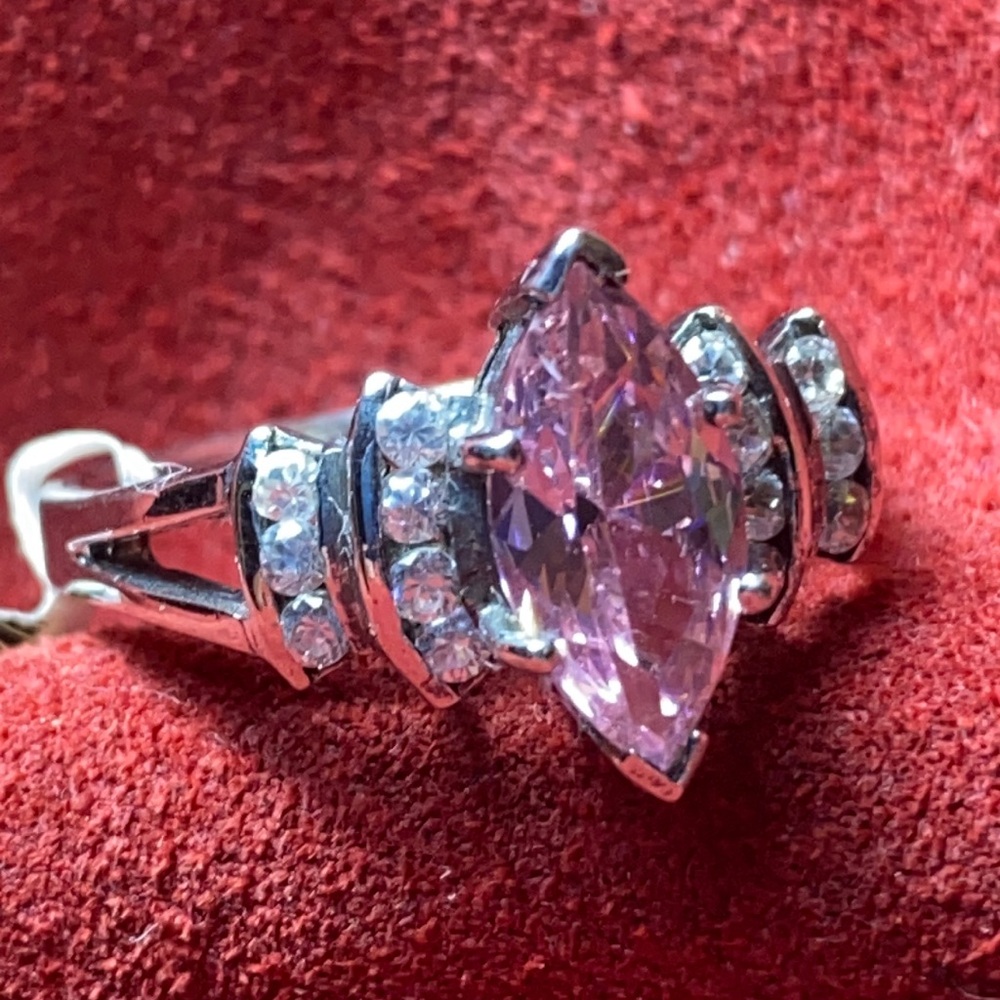 Pink Sterling Silver 925 Ring 8.5 Costume Jewelry Victorian